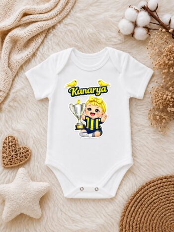 Kanarya Baskılı Bebek Zıbını – Sarı Lacivert Taraftar Temalı Kız Bebek Body